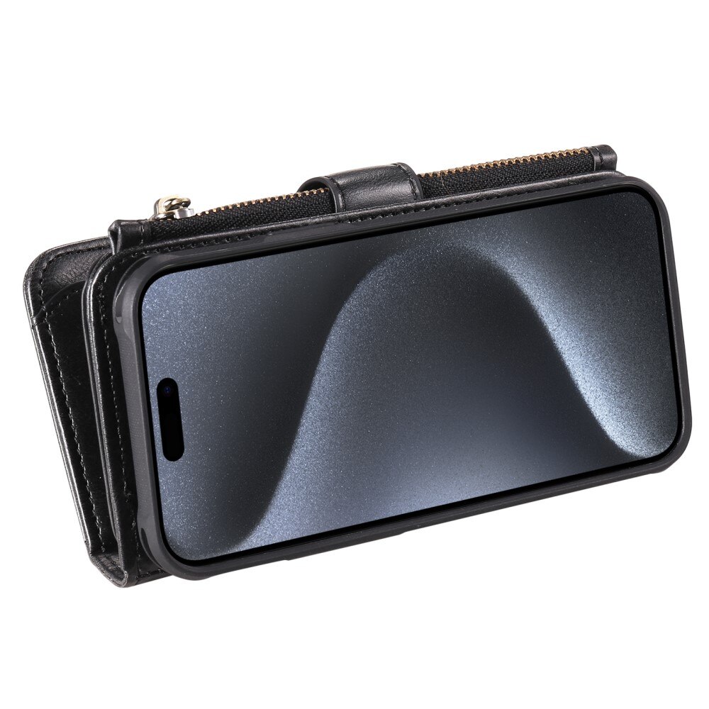 Magnet Leather Multi Wallet iPhone 15 Pro nero