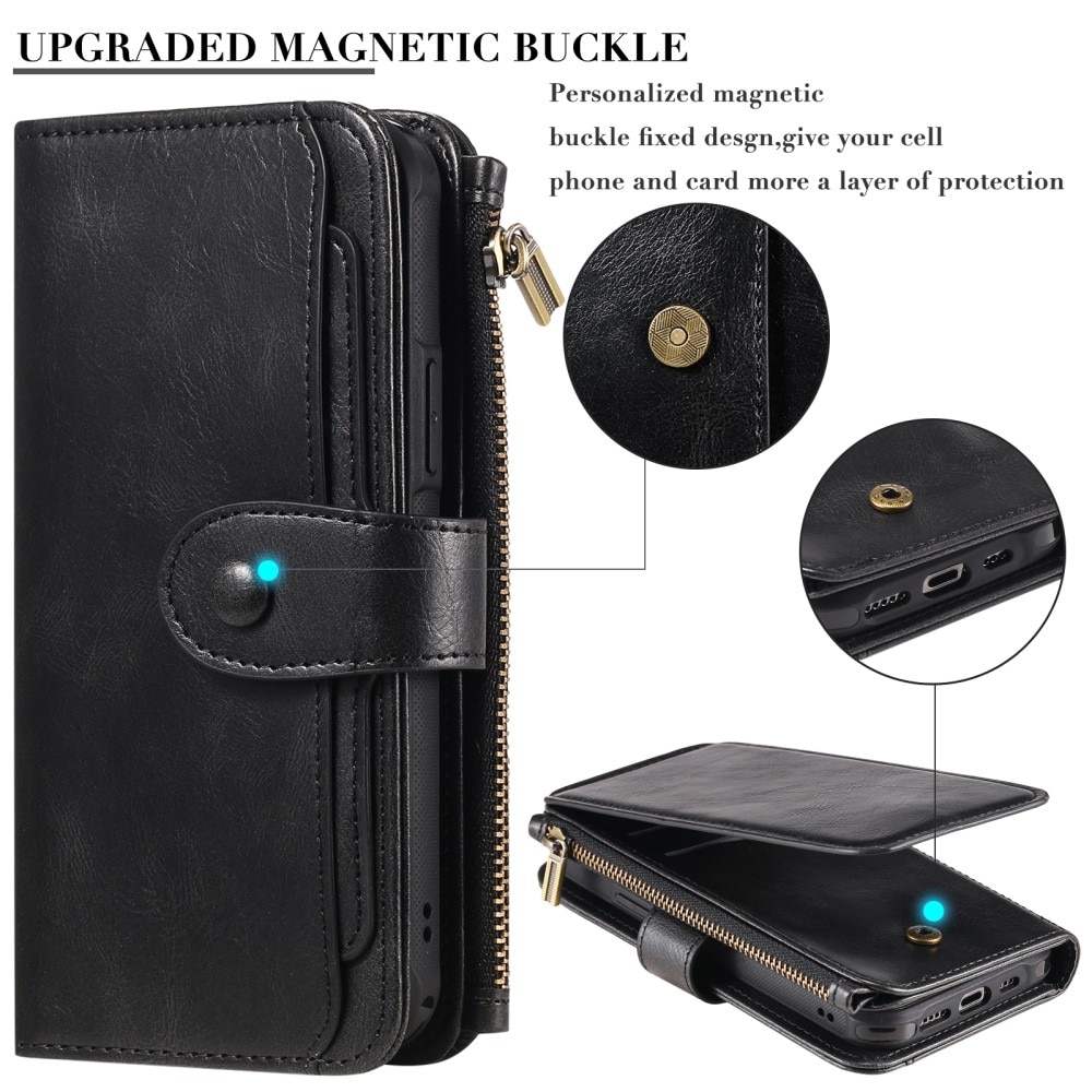 Magnet Leather Multi Wallet iPhone 15 Pro nero