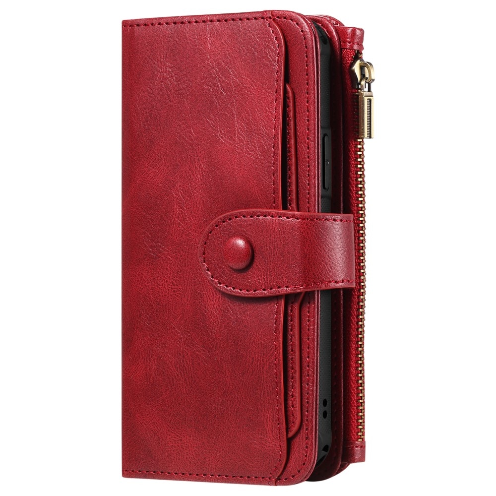 Magnet Leather Multi Wallet iPhone 15 Pro rosso