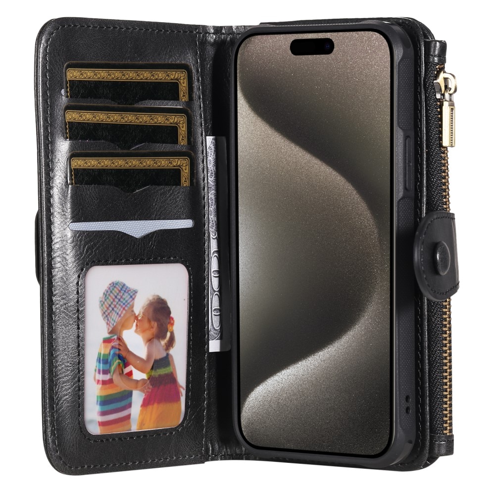 Magnet Leather Multi Wallet iPhone 15 Pro Max nero