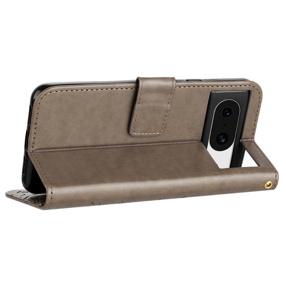 Custodia in pelle a farfalle per Google Pixel 8, Grigio
