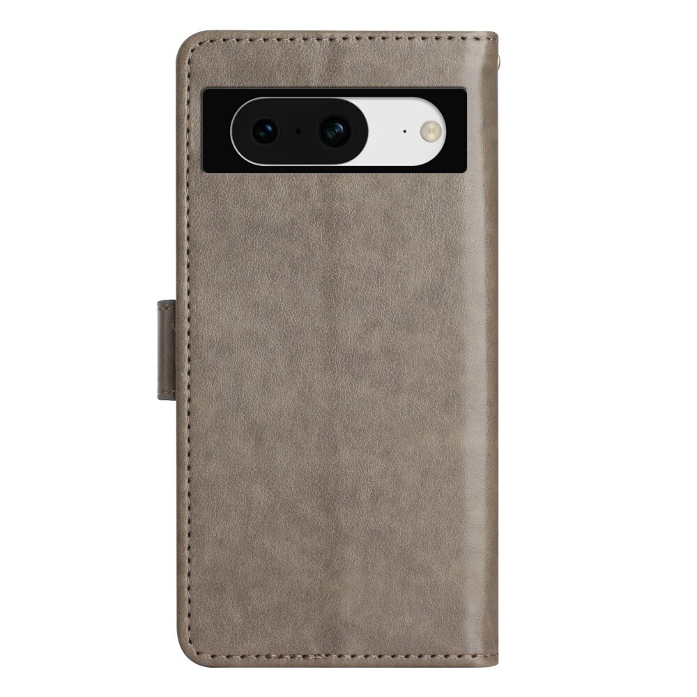 Custodia in pelle a farfalle per Google Pixel 8, Grigio
