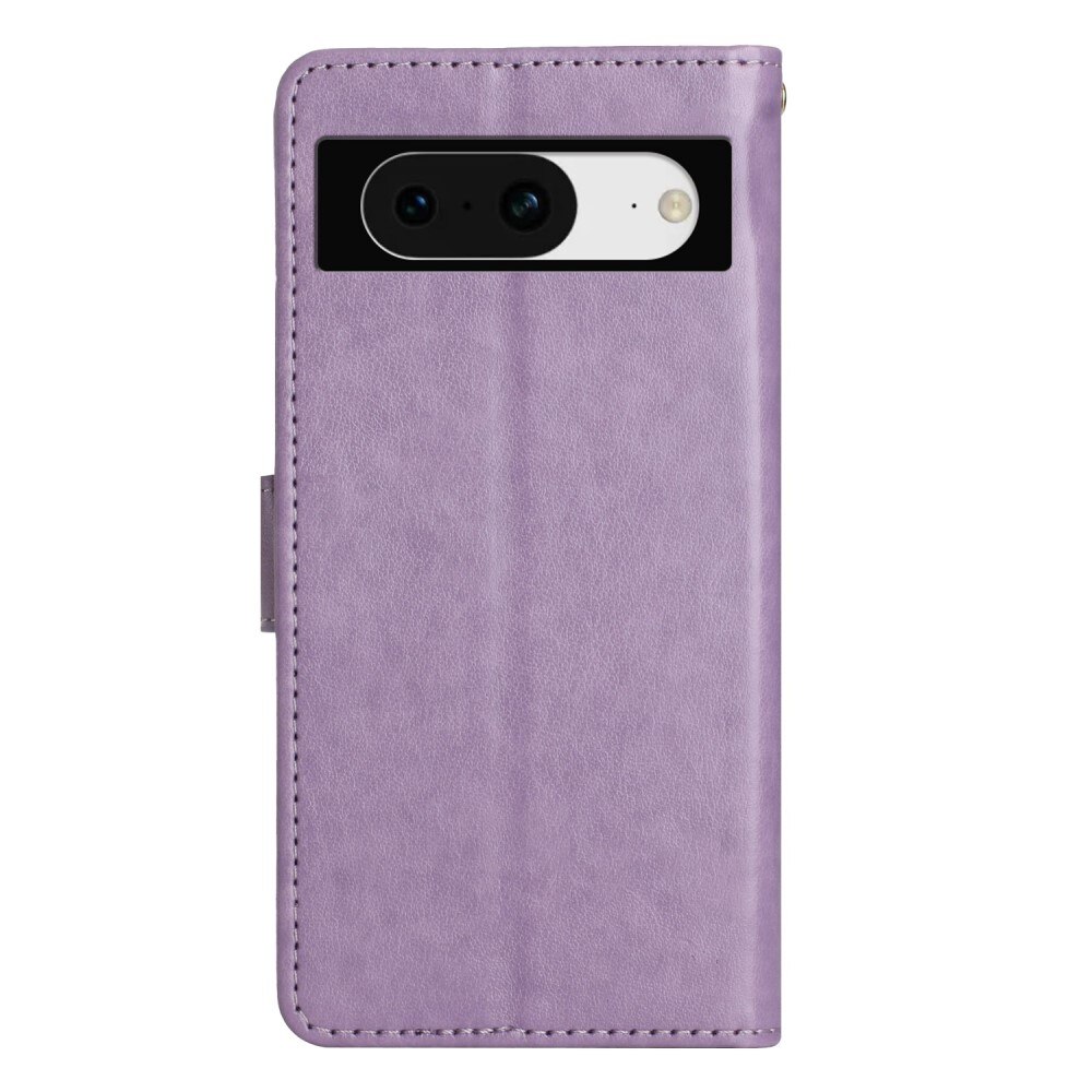 Custodia in pelle a farfalle per Google Pixel 8, Viola