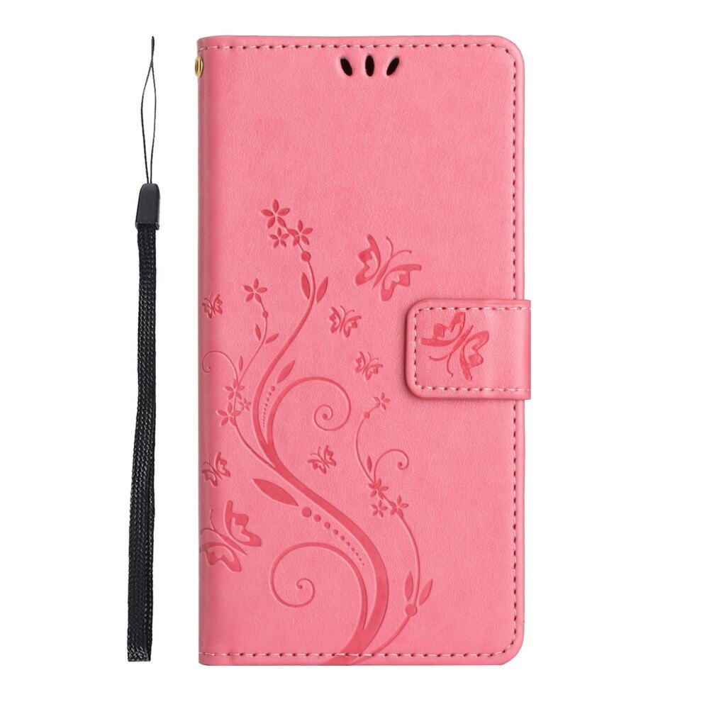 Custodia in pelle a farfalle per Google Pixel 8, Rosa