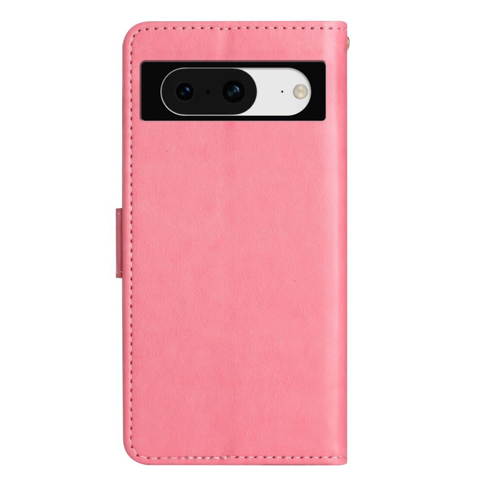 Custodia in pelle a farfalle per Google Pixel 8, Rosa