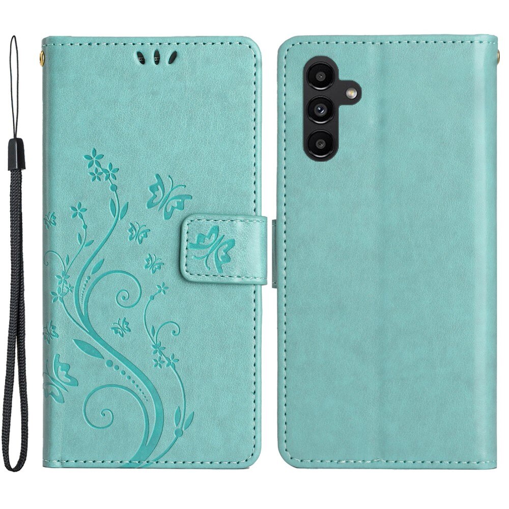 Custodia in pelle a farfalle per Samsung Galaxy A15, verde