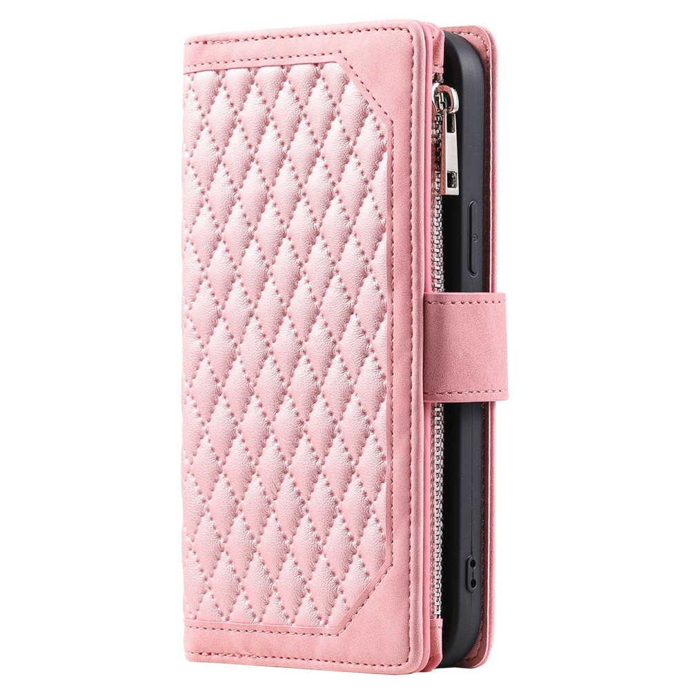 Borsa a portafoglio trapuntata Samsung Galaxy S24 Plus rosa