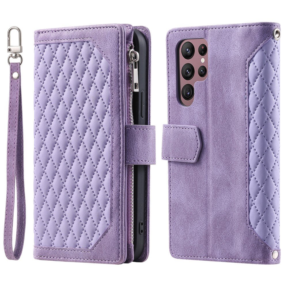 Borsa a portafoglio trapuntata Samsung Galaxy S24 Ultra viola