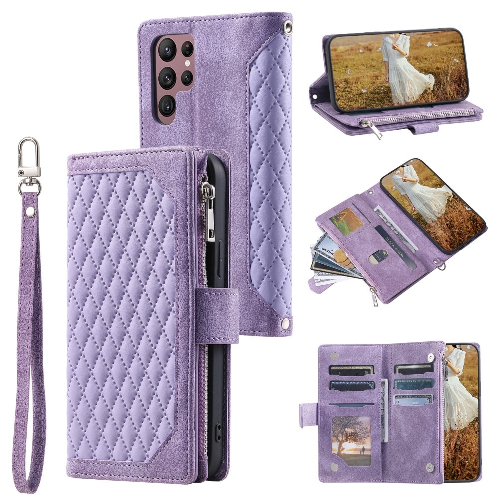 Borsa a portafoglio trapuntata Samsung Galaxy S24 Ultra viola