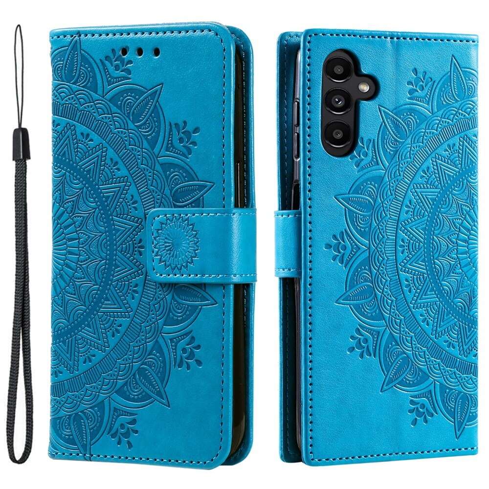 Custodia in pelle Mandala Samsung Galaxy S24 blu