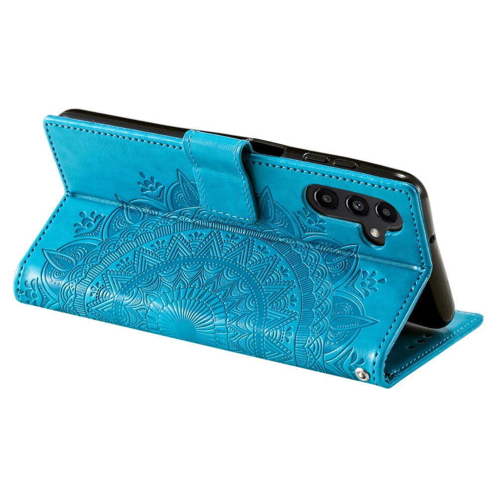 Custodia in pelle Mandala Samsung Galaxy S24 blu