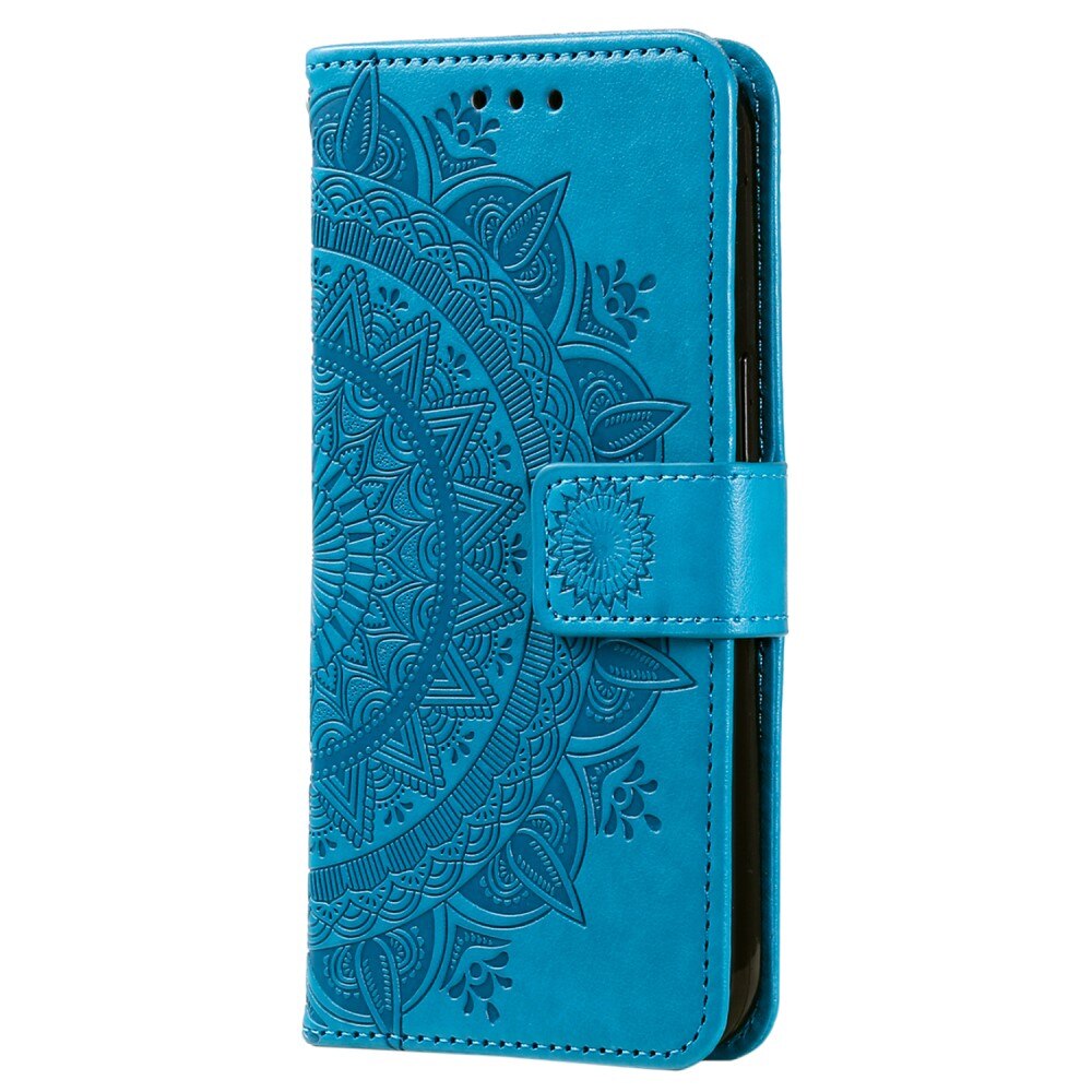 Custodia in pelle Mandala Samsung Galaxy S24 blu