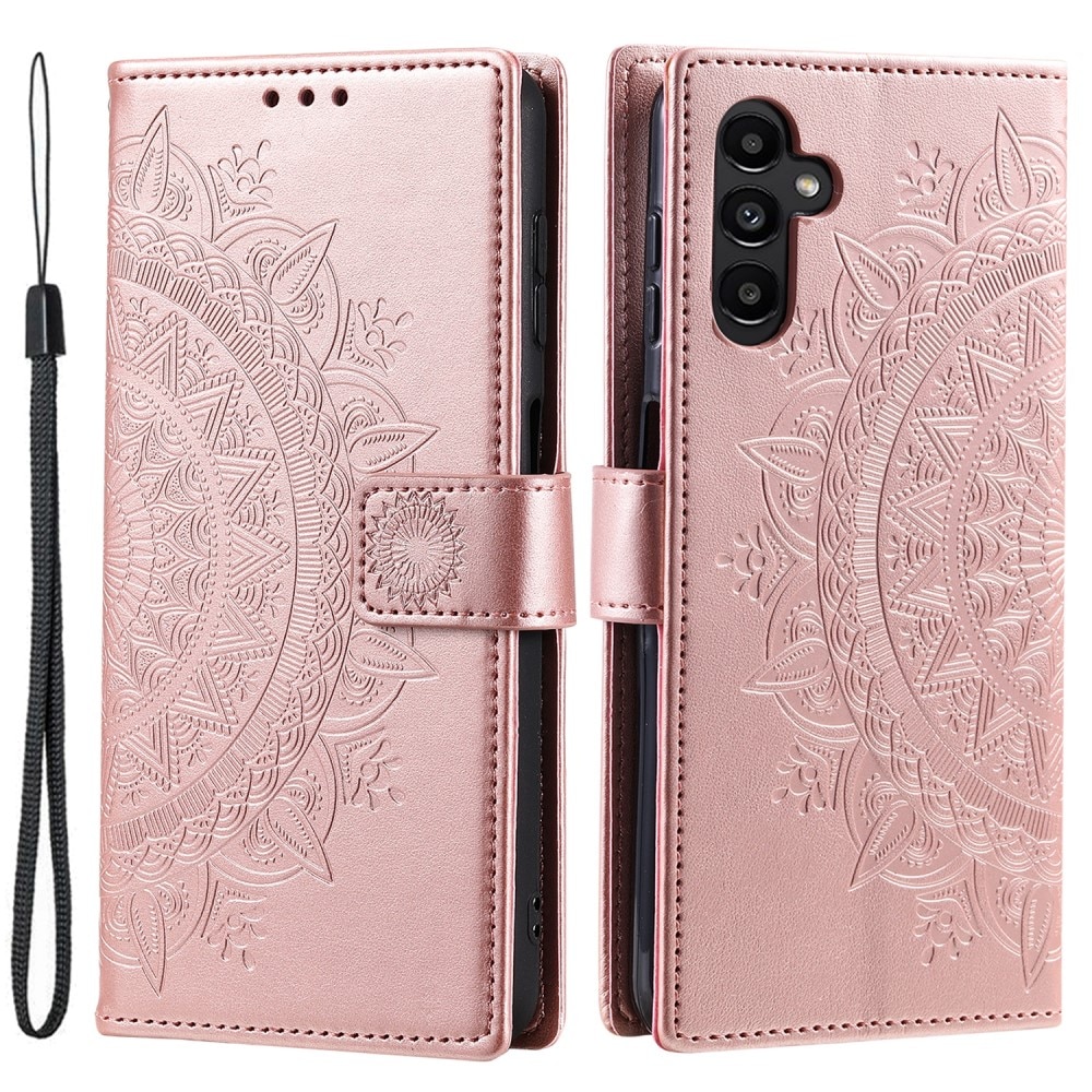 Custodia in pelle Mandala Samsung Galaxy S24 oro rosa