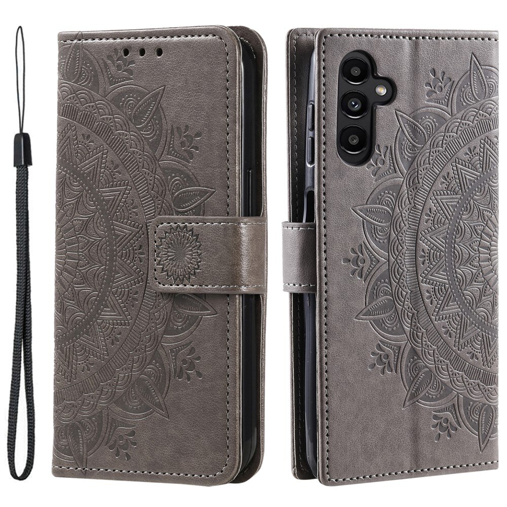 Custodia in pelle Mandala Samsung Galaxy S24 grigio