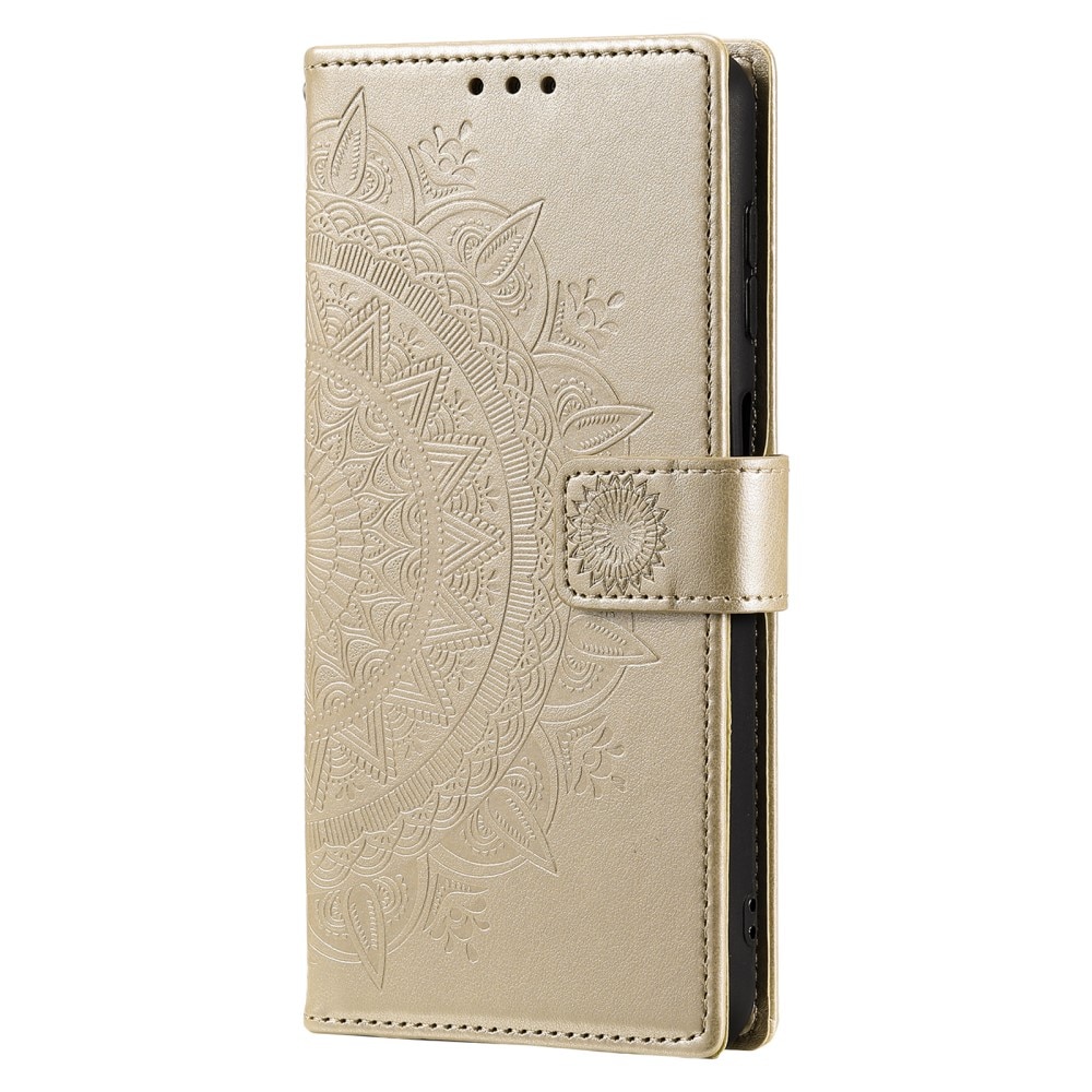 Custodia in pelle Mandala Samsung Galaxy S24 oro