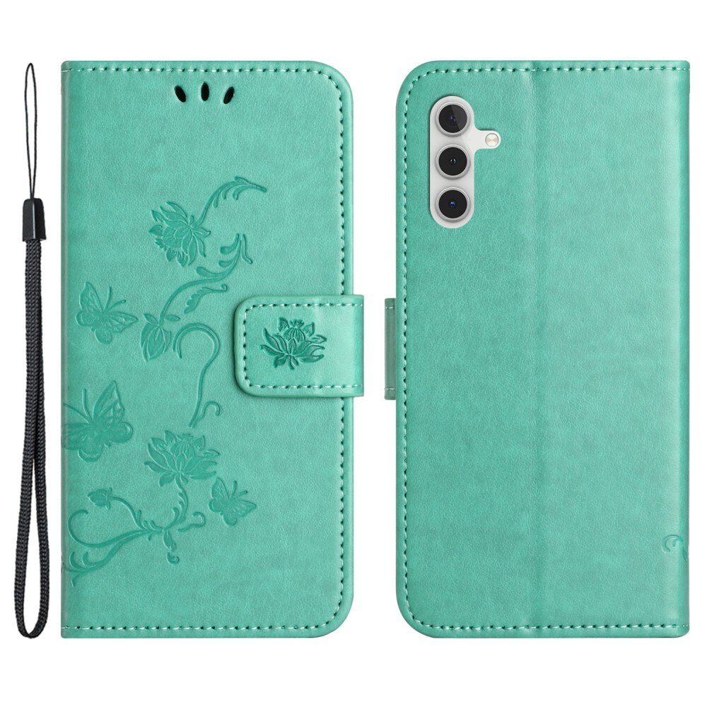 Custodia in pelle a farfalle per Samsung Galaxy S24, Verde