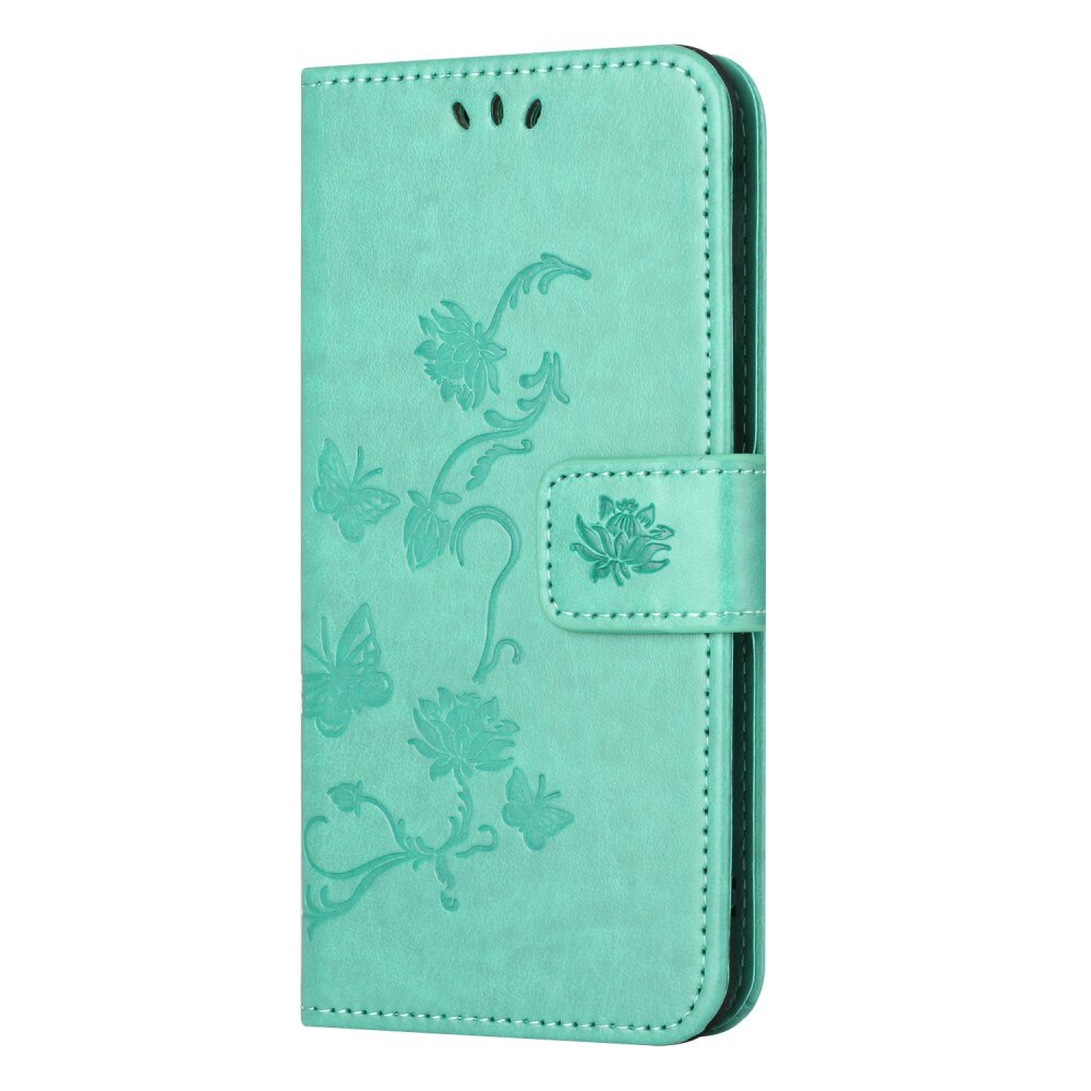Custodia in pelle a farfalle per Samsung Galaxy S24, Verde