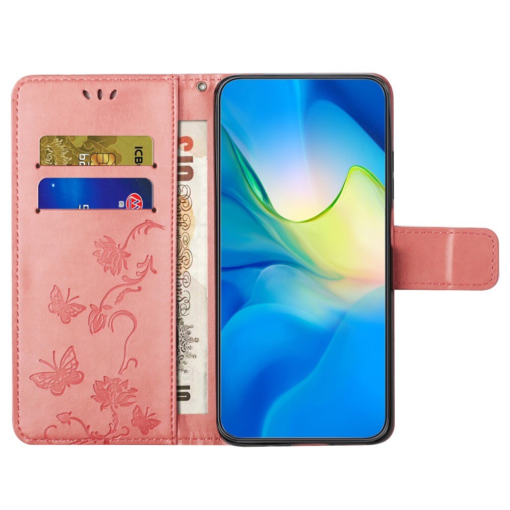 Custodia in pelle a farfalle per Samsung Galaxy S24, Rosa