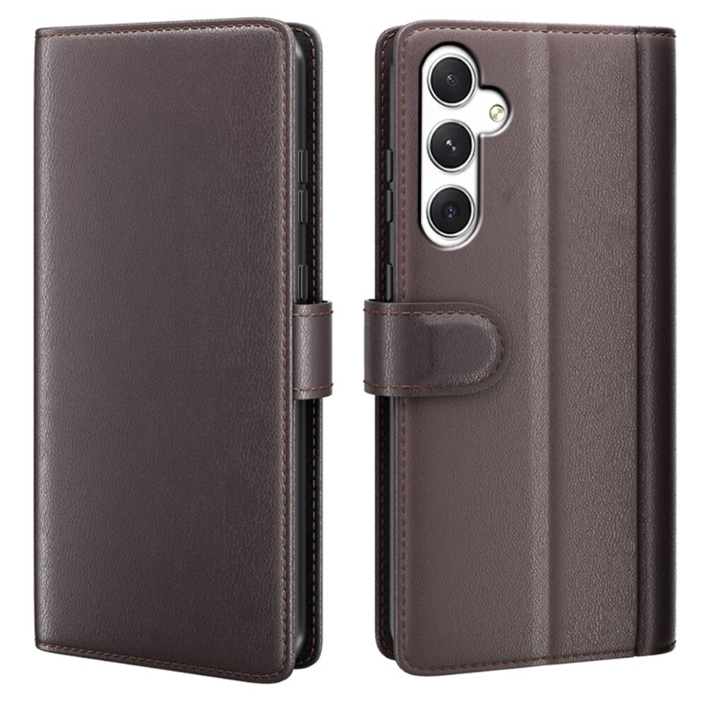 Custodia a portafoglio in vera pelle Samsung Galaxy S24, marrone
