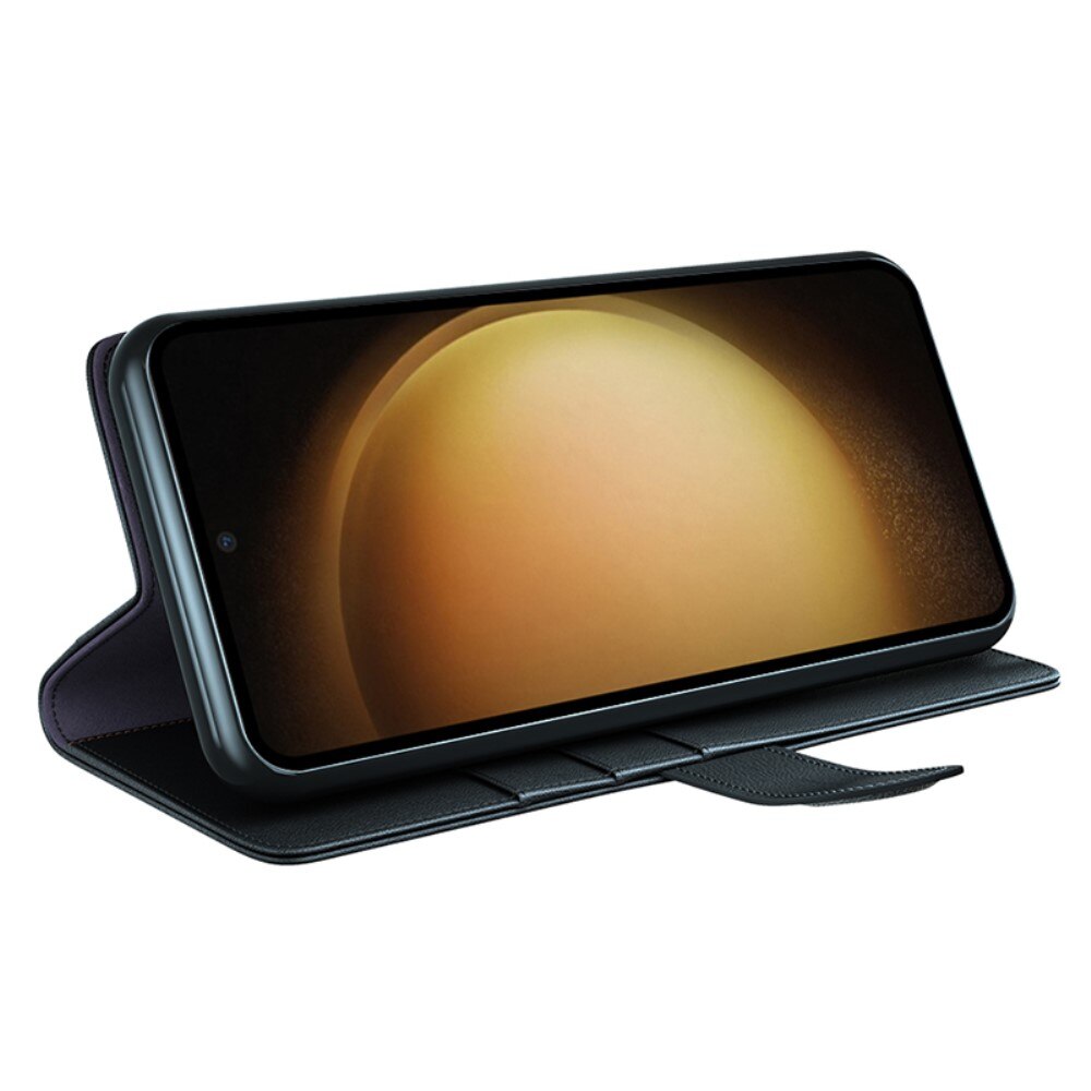 Custodia a portafoglio in vera pelle Samsung Galaxy S24 Plus, nero