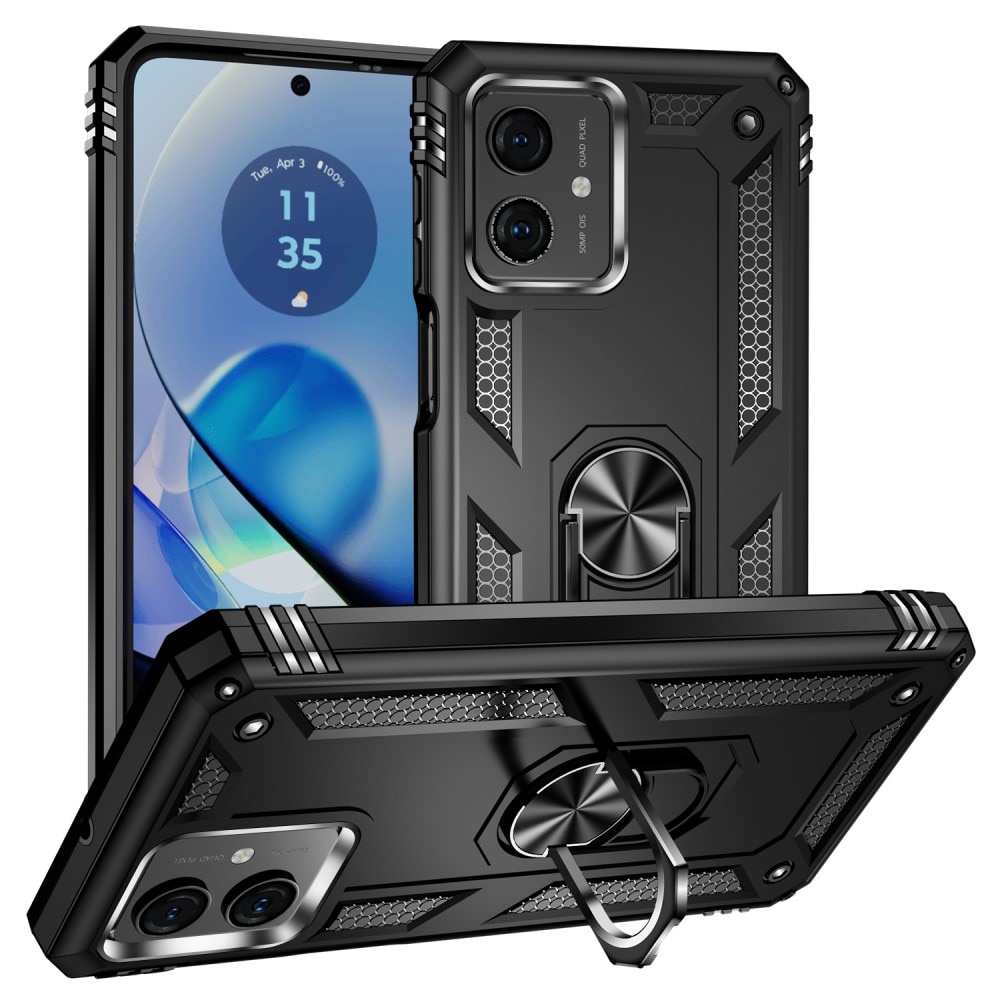 Cover ibride con anello Motorola Moto G54 nero