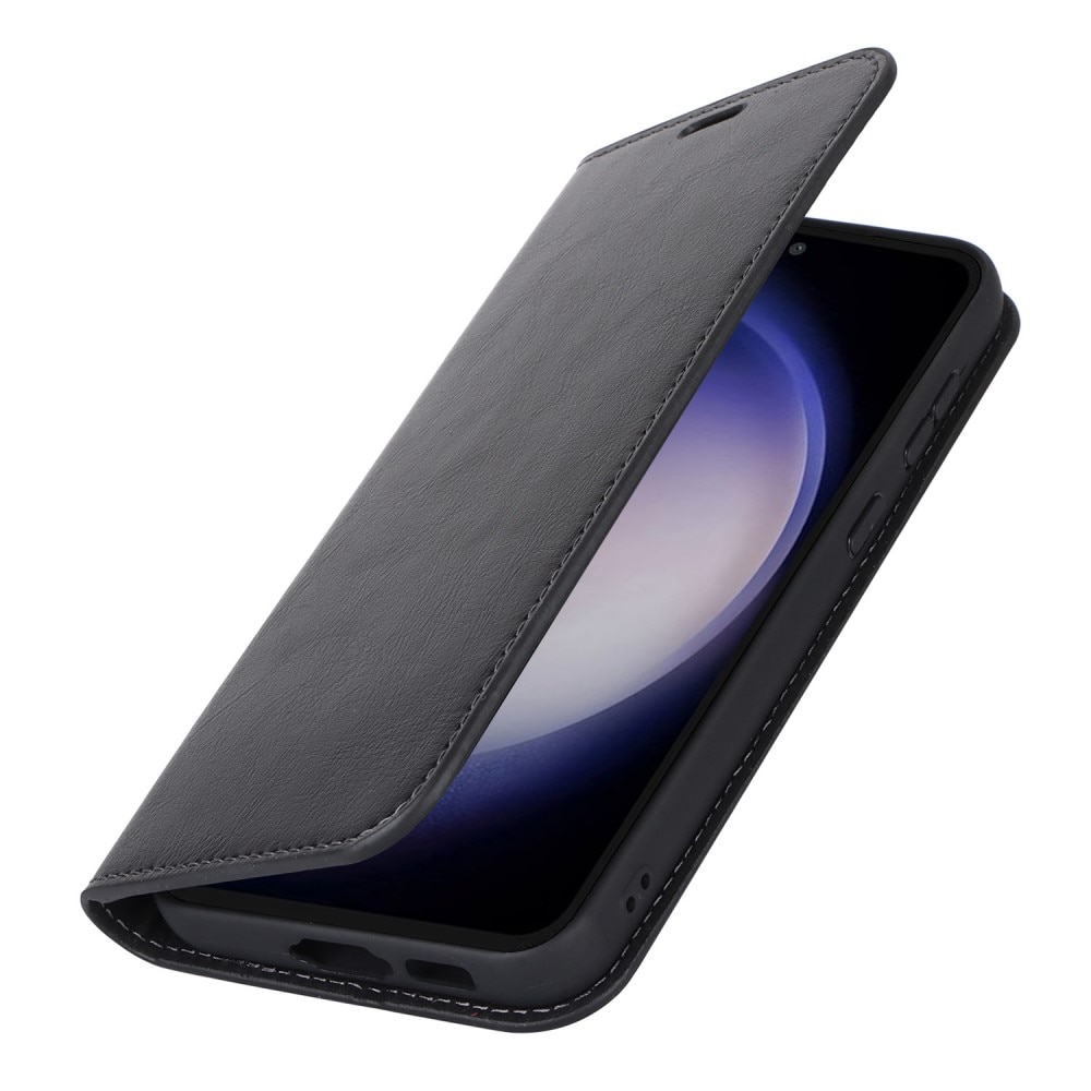 Cover Portafoglio in vera pelle Samsung Galaxy S23 FE nero