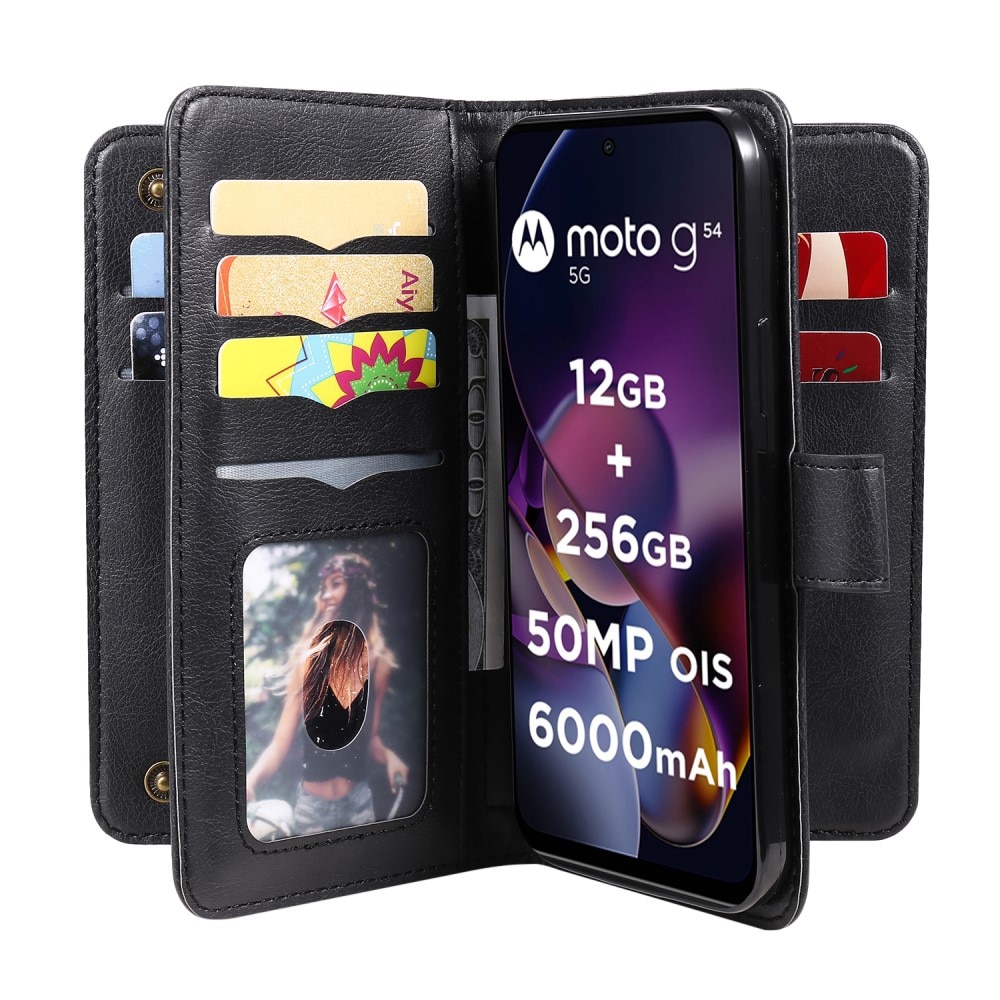 Cover portafoglio Multi-slot Motorola Moto G54, nero