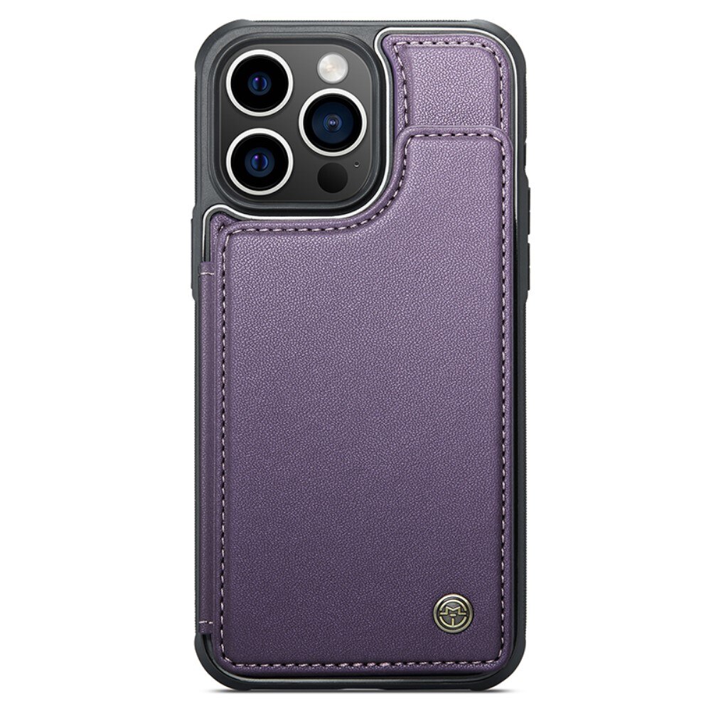 Cover con portacarte anti-RFID iPhone 15 Pro viola