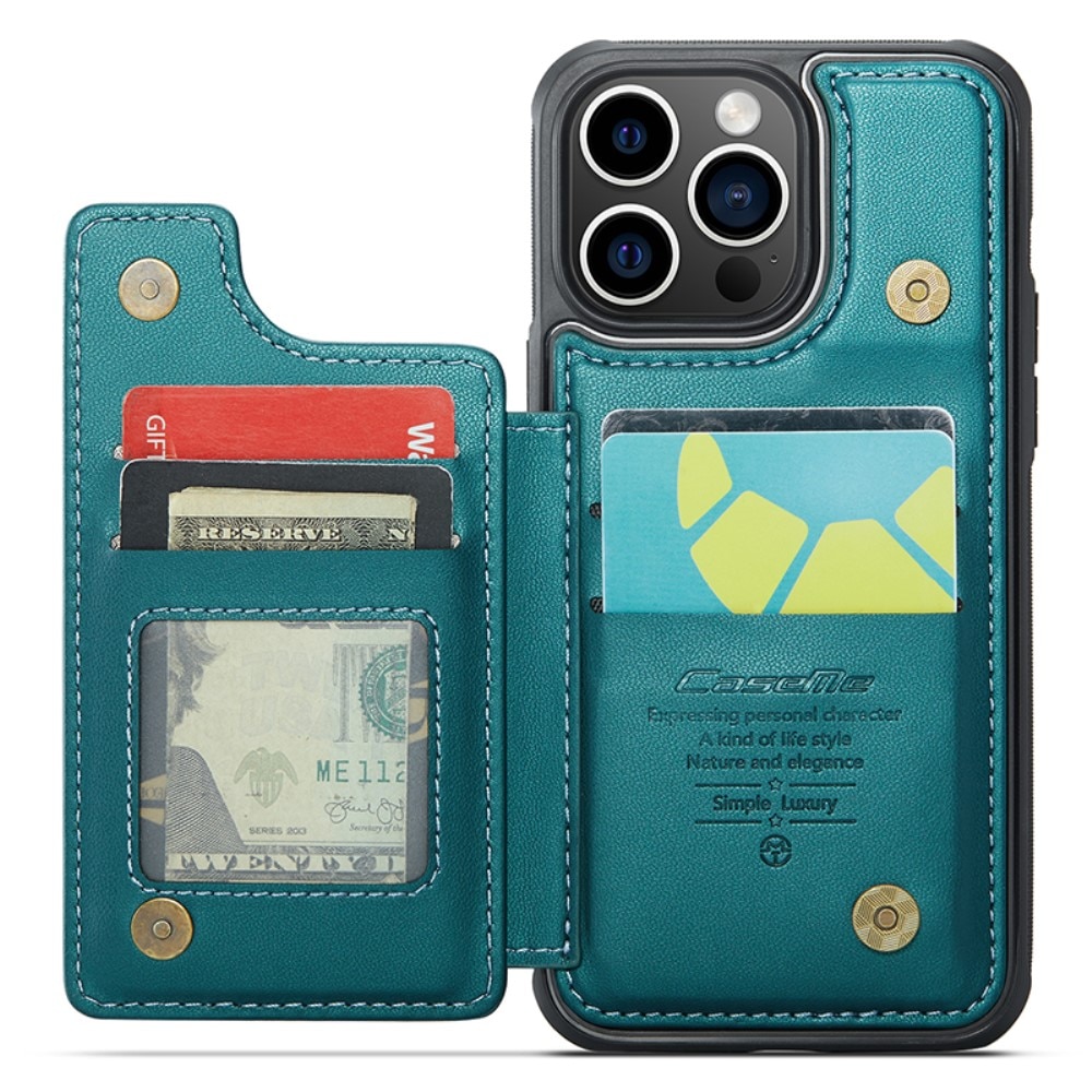 Cover con portacarte anti-RFID iPhone 14 Pro blu