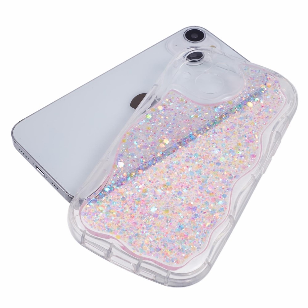 Cover con glitter Wavy iPhone 15 rosa