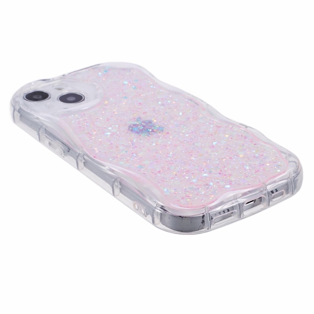 Cover con glitter Wavy iPhone 15 rosa
