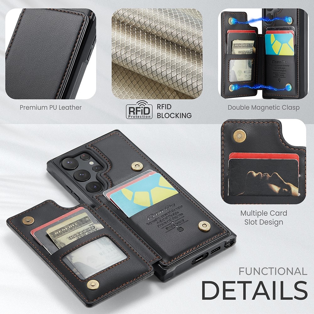Cover con portacarte anti-RFID Samsung Galaxy S23 Ultra nero