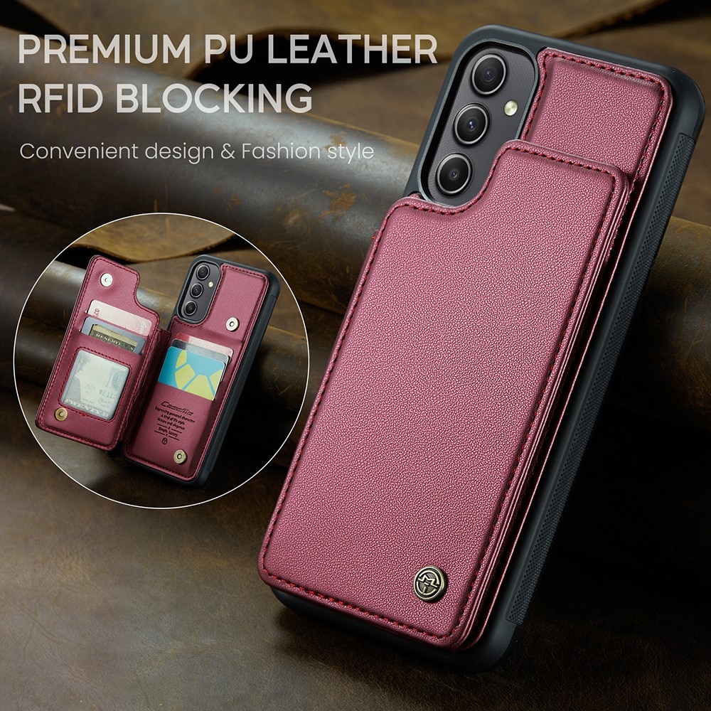 Cover con portacarte anti-RFID Samsung Galaxy A54 rosso