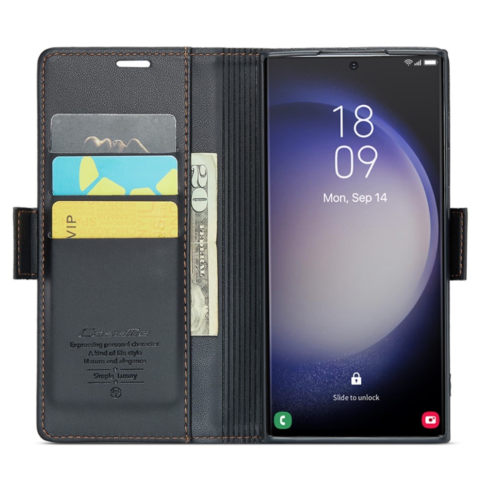 Custodie a portafoglio sottili anti-RFID Samsung Galaxy S24 Ultra nero