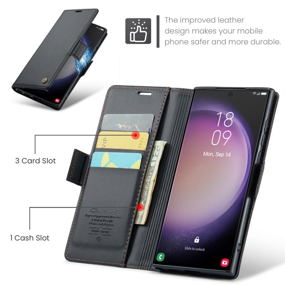 Custodie a portafoglio sottili anti-RFID Samsung Galaxy S24 Ultra nero