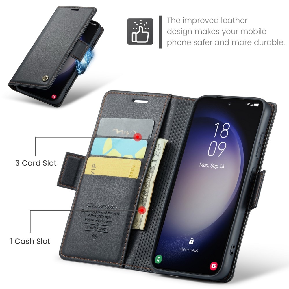Custodie a portafoglio sottili anti-RFID Samsung Galaxy S24 nero