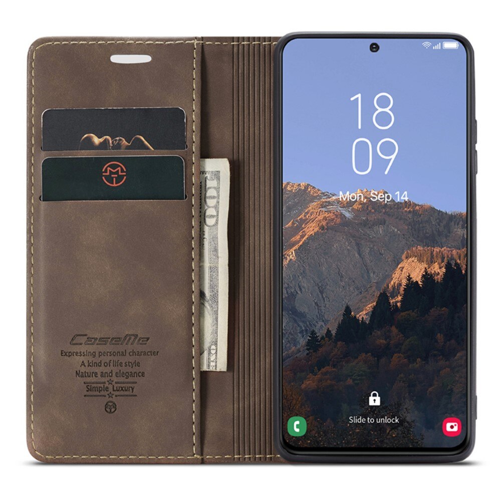 Custodie a portafoglio sottili Samsung Galaxy S24 Plus marrone