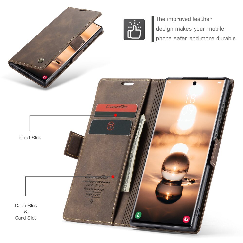 Custodie a portafoglio sottili Samsung Galaxy S24 Ultra Marrone