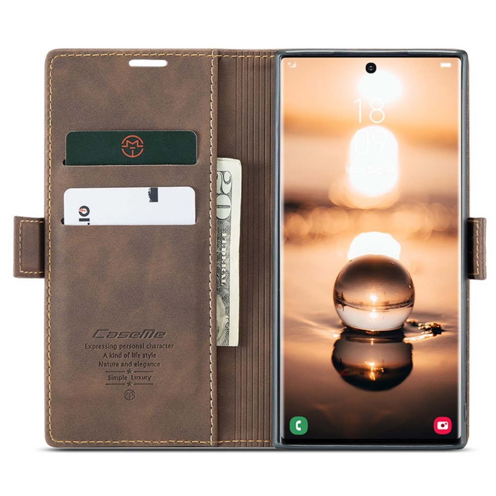 Custodie a portafoglio sottili Samsung Galaxy S24 Ultra marrone