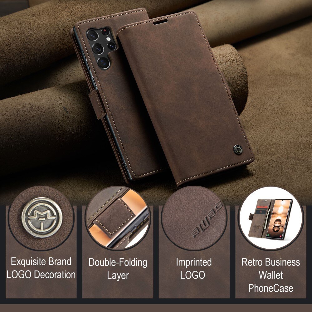 Custodie a portafoglio sottili Samsung Galaxy S24 Ultra Marrone