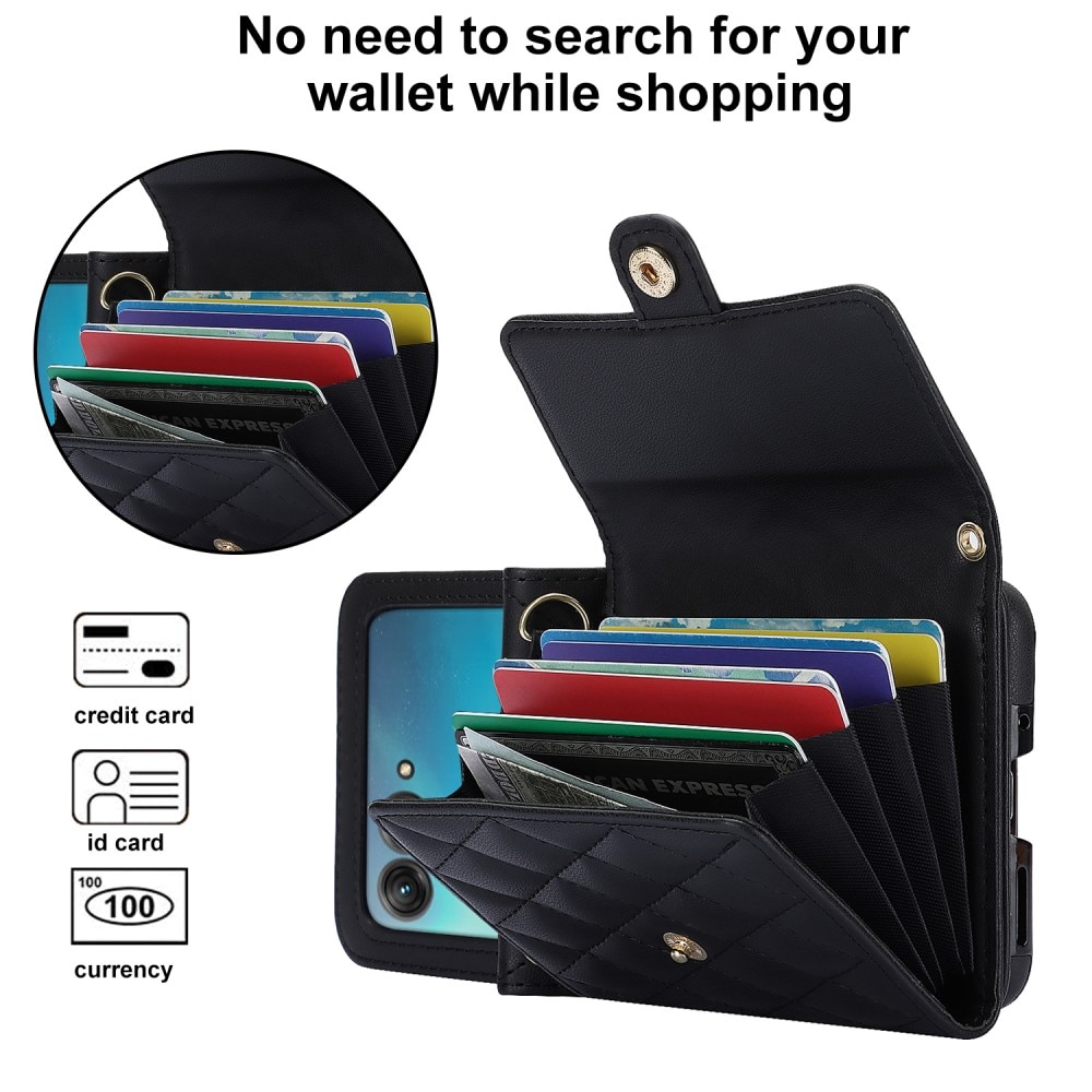 Borsa a portafoglio trapuntata anti-RFID Motorola Razr 40 Ultra nero