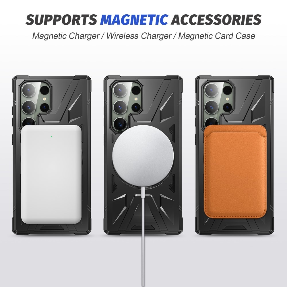 Cover ibride con anello MagSafe Samsung Galaxy S24 Ultra nero