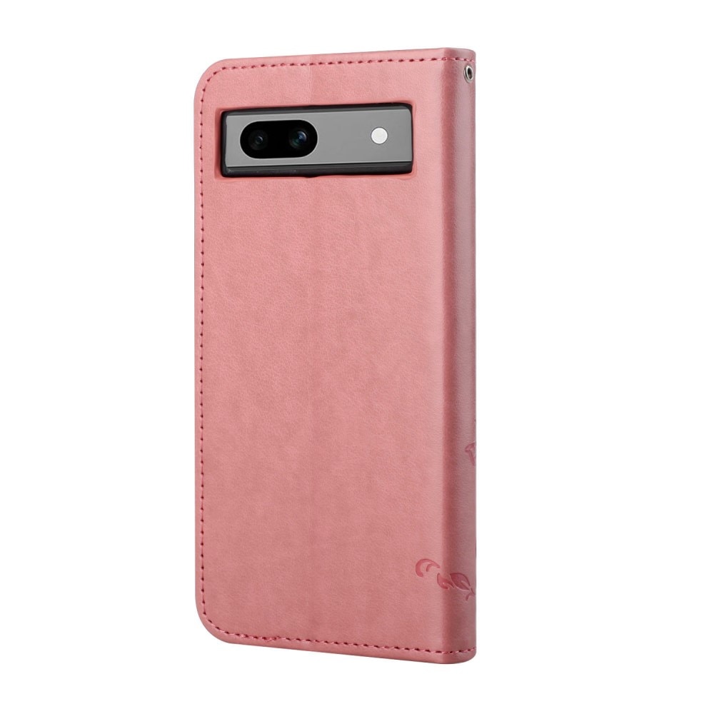 Custodia in pelle a farfalle per Google Pixel 8a, rosa