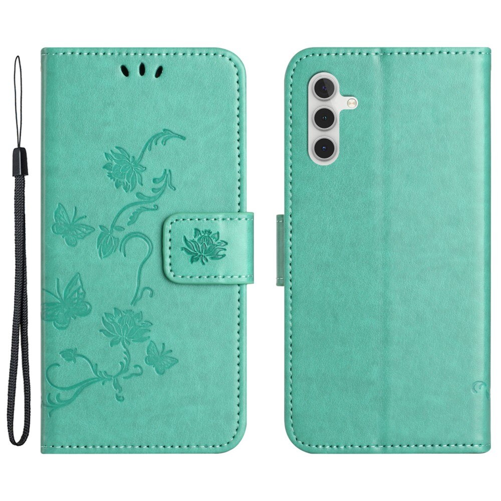 Custodia in pelle a farfalle per Samsung Galaxy A35, verde