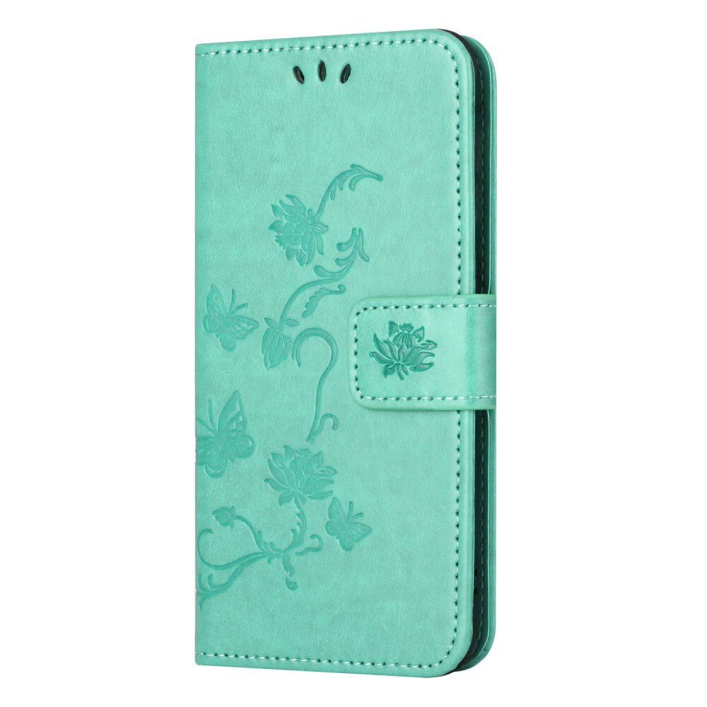 Custodia in pelle a farfalle per Samsung Galaxy A35, verde