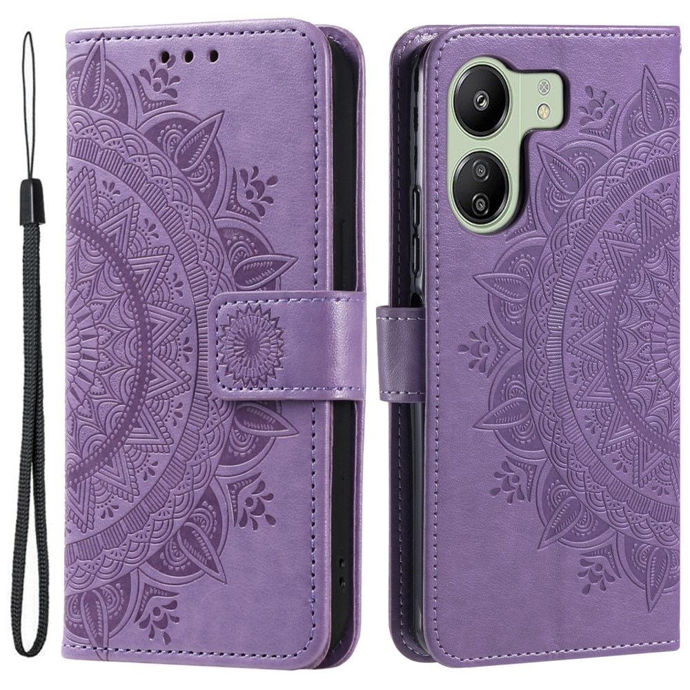 Custodia in pelle Mandala Xiaomi Redmi 13C viola