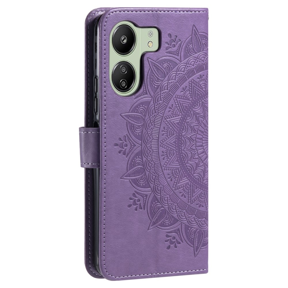 Custodia in pelle Mandala Xiaomi Redmi 13C viola