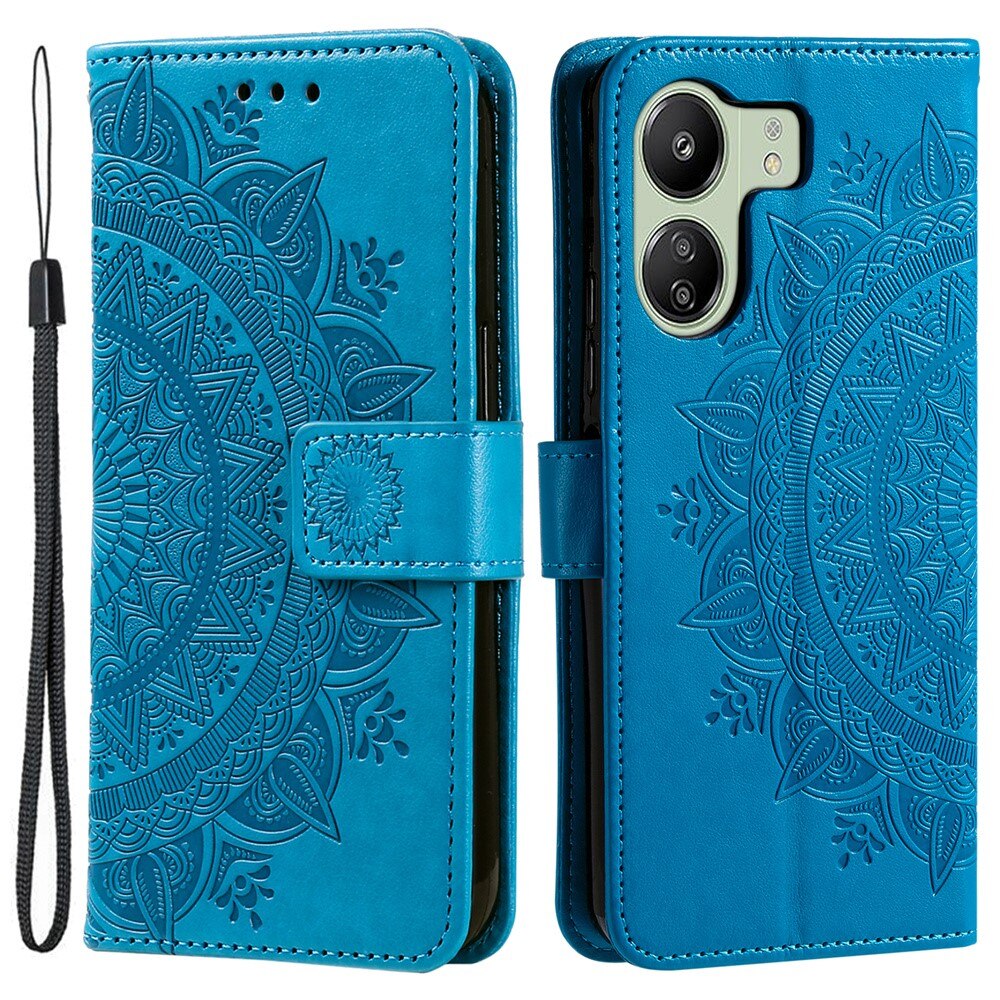 Custodia in pelle Mandala Xiaomi Redmi 13C blu