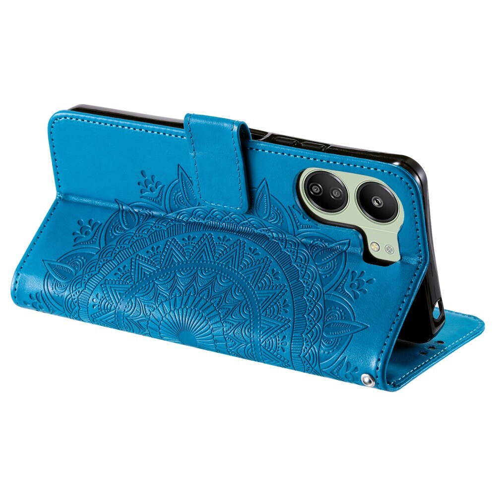 Custodia in pelle Mandala Xiaomi Redmi 13C blu