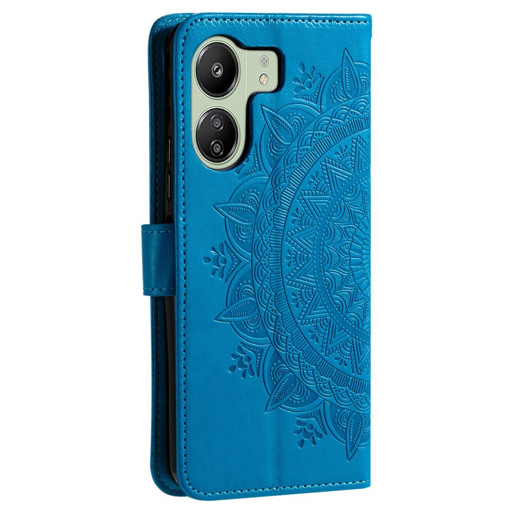 Custodia in pelle Mandala Xiaomi Redmi 13C blu